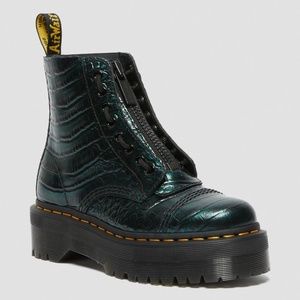 Dr Martens Women's Sinclair Green Wild Croc Platform Quad Retro US 7 RARE!!!